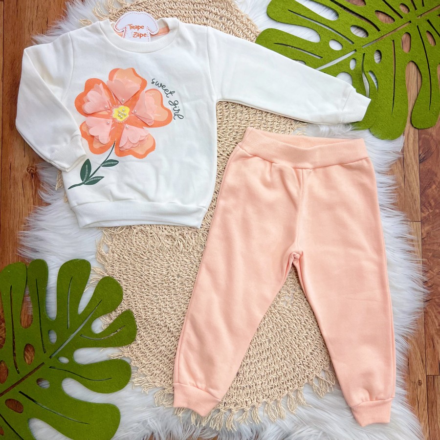 Conj. Casaco Sweet Girl e Calça de Moletom - Rose